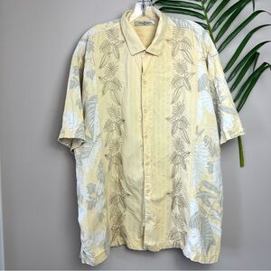Vintage Tommy Bahama 100% Silk Floral Hawaiian Vacation Button Up Tee XXL